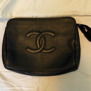 Chanel Black Leather Clutch Bag
